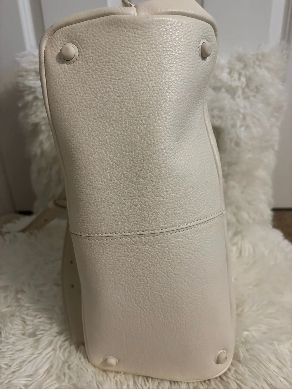 Cole Haan Ivory Pebble Leather Drawstring Tote